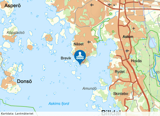 Nakenbad, Smithska Udden västra på kartan